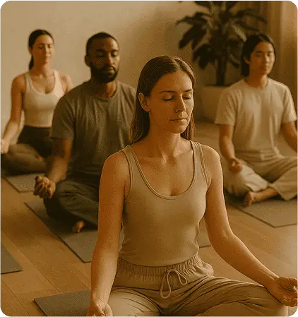 Woman sitting in lotus position