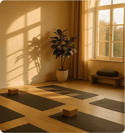 Empty room with yoga mats
