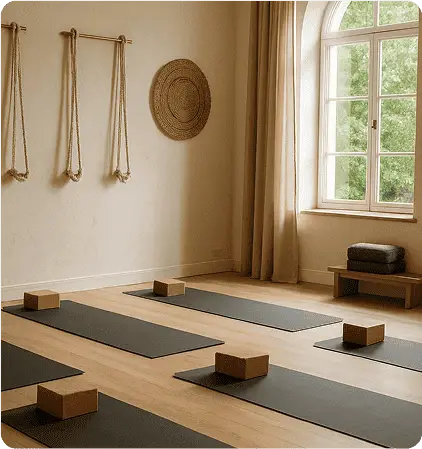 Empty room with yoga mats