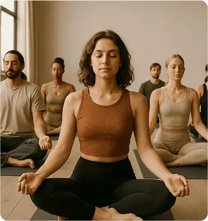 Woman sitting in lotus position